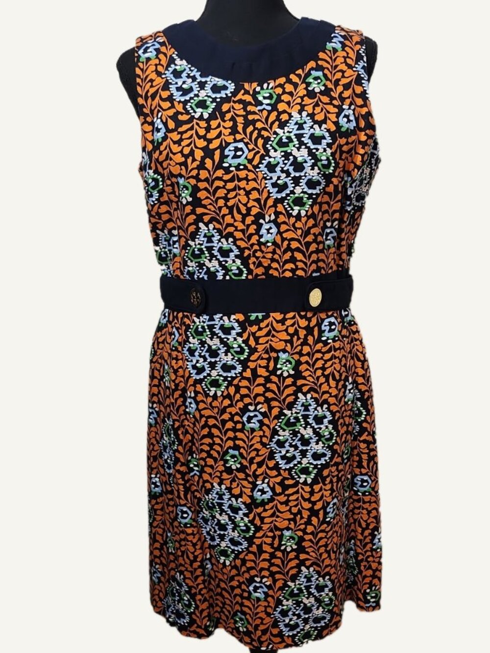 Tory Burch Fern Print Linen Midi Dress Sz 10